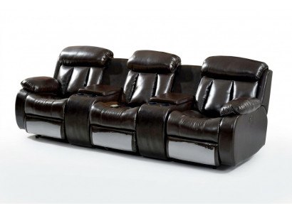 Elaborate living room sofa 3-seater living room furniture deluxe sofa brown