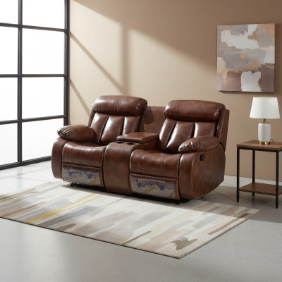 2-seater sofa couch upholstery designer relax function living room brown new