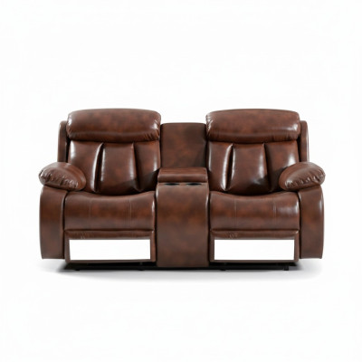2-seater sofa couch upholstery designer relax function living room brown new
