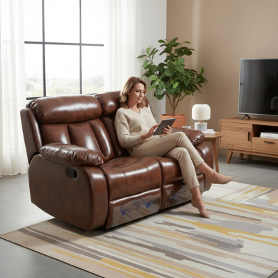 Sofa 2-seater design upholstery modern leather fabric living room two-seater