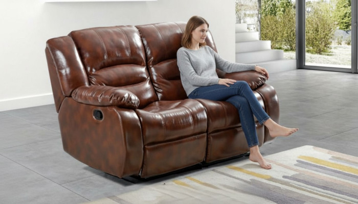 Living room sofa 2-seater modern couch upholstery seater sofa brown wood