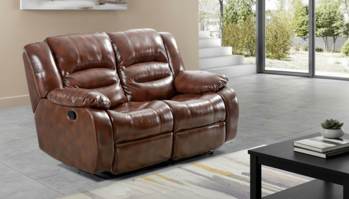 Living room sofa 2-seater modern couch upholstery seater sofa brown wood