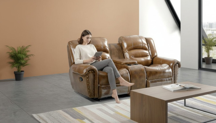 Sofa 2-seater design sofa upholstered couches couch modern luxury brown new