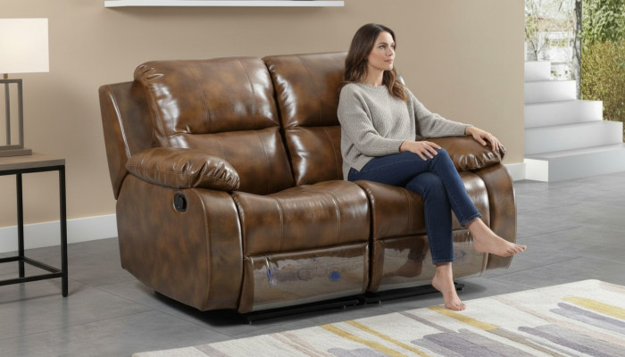 Brown Sofa Couch 2-Seater Massage Chair Two-Seater Relax New