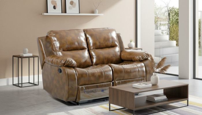Brown Sofa Couch 2-Seater Massage Chair Two-Seater Relax New