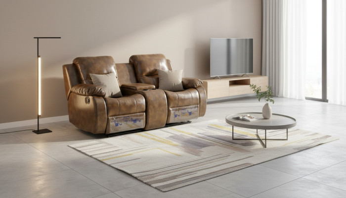 Two-seater Sofa Modern Living Room Couch Brown Designer Upholstered Sofas