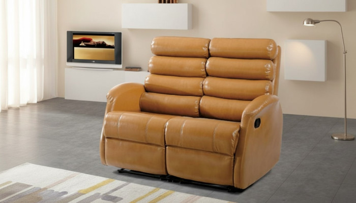 Modern two-seater couch faux leather design sofa living room furniture brown