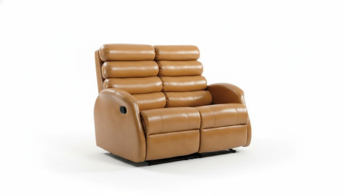 Modern two-seater couch faux leather design sofa living room furniture brown