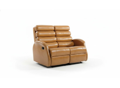 Modern two-seater couch faux leather design sofa living room furniture brown