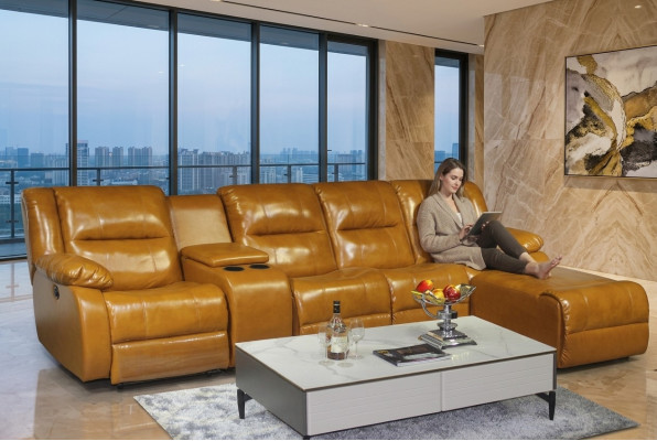 Sofa 4-seater couch upholstery synthetic leather sofas brown pouffe couches new