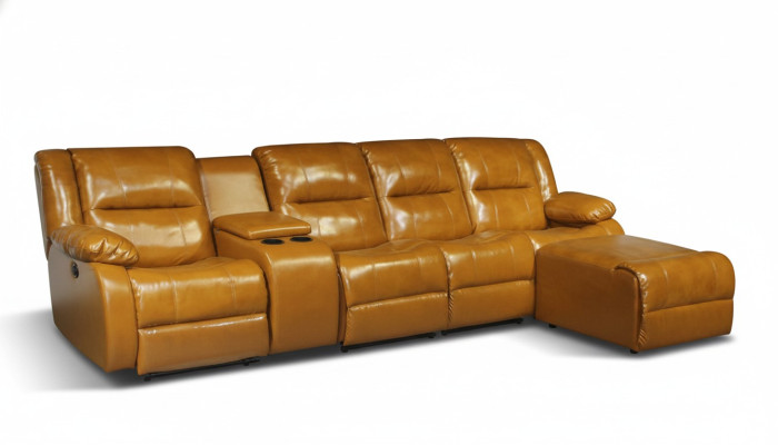 Sofa 4-seater couch upholstery synthetic leather sofas brown pouffe couches new