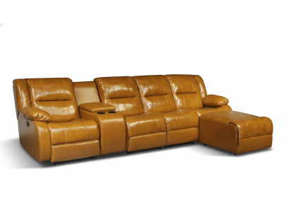 Sofa 4-seater couch upholstery synthetic leather sofas brown pouffe couches new
