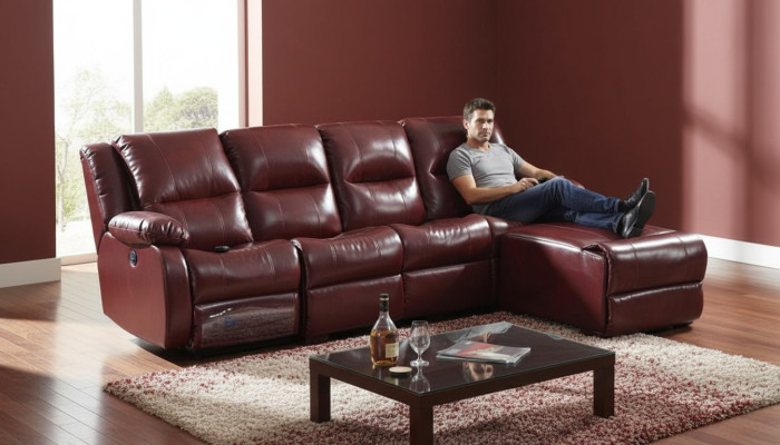 Sofa 4-seater upholstered faux leather living landscape sofas pouffe luxury furniture new