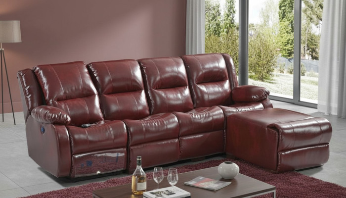 Sofa 4-seater upholstered faux leather living landscape sofas pouffe luxury furniture new