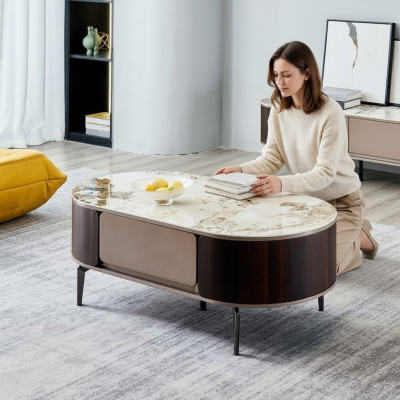 Designer brown coffee table, living room wood furniture, side table, new