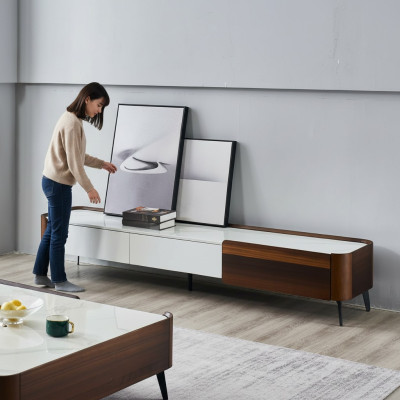 TV stand RTV lowboard white table wood modern living room sideboard