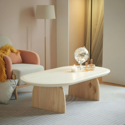 Coffee table table side table living room wood modern luxury beige new