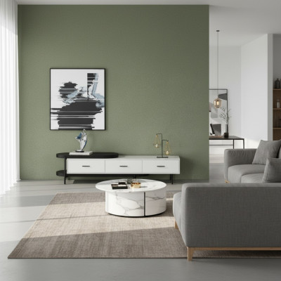 Living room wall unit TV lowboard wood white furniture new modern design