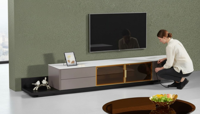 Modern living room furniture lowboard RTV cabinet shelf wooden furniture grey new