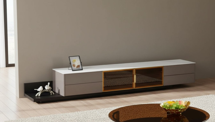Modern living room furniture lowboard RTV cabinet shelf wooden furniture grey new