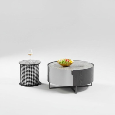 Round Coffee Table Set 2 pcs. Side Table Living Room Tables Design New