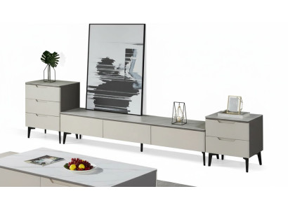 Wall unit TV stand RTV lowboard luxury wood modern gray living room