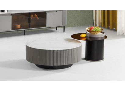 Round set of 2x coffee tables, side tables, design living room