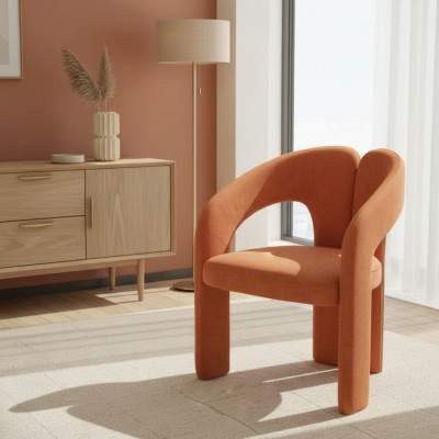 Orange armchair living room chair single-seater upholstered seating lounge relax.