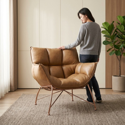Wing chair, ottoman, couch, genuine sofa, upholstery, seat, lounge, relaxation chair, new