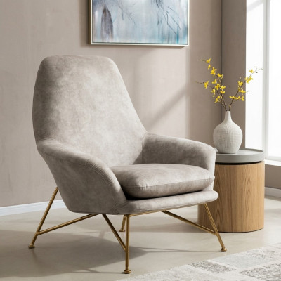 Armchair Design Luxury Textile Upholstery Set Living Room Gray Furnishings