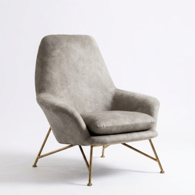 Armchair Design Luxury Textile Upholstery Set Living Room Gray Furnishings