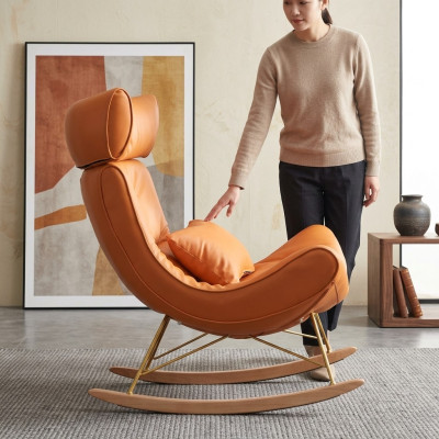 Design Sofa Armchair Couch Upholstery Luxury Faux Leather 1 Seater New Orange