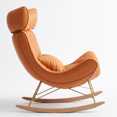 Design Sofa Armchair Couch Upholstery Luxury Faux Leather 1 Seater New Orange