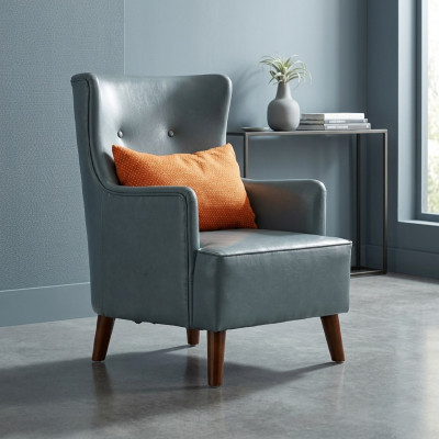 Design leatherette wing chair couch sofa upholstered single armchair new