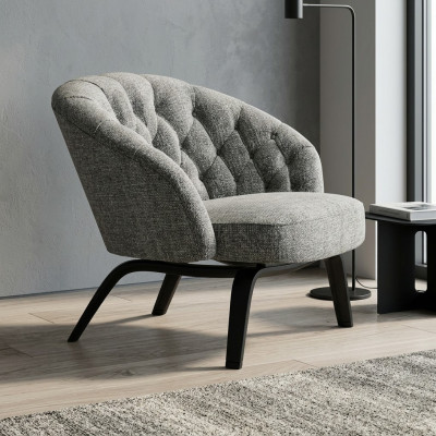 Stylish upholstery made of solid wood with stitching in Charcoal Chesterfield.