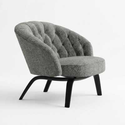 Stylish upholstery made of solid wood with stitching in Charcoal Chesterfield.