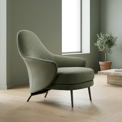 Luxury armchair upholstered chair chaise longue living room dining room green