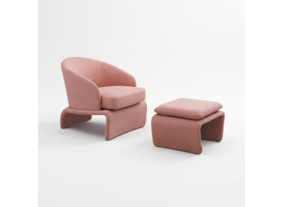 Armchair and ottoman club lounge in pink fabric modern style living room