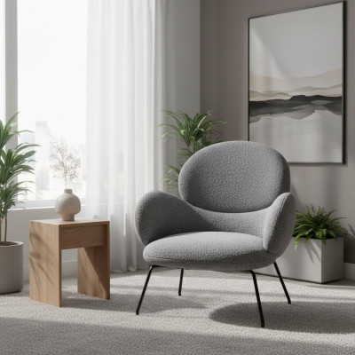 Armchair upholstered velvet lounge chair living room dining room grey