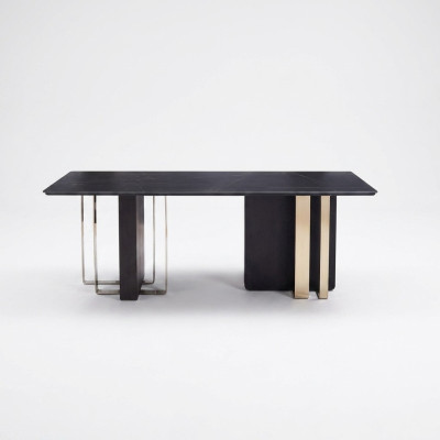Rectangular dining table black dining table wooden table stainless steel furniture table