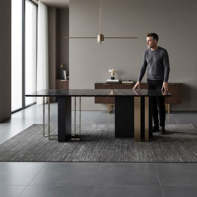 Black designer dining table dining room furniture luxury wooden tables 240x100