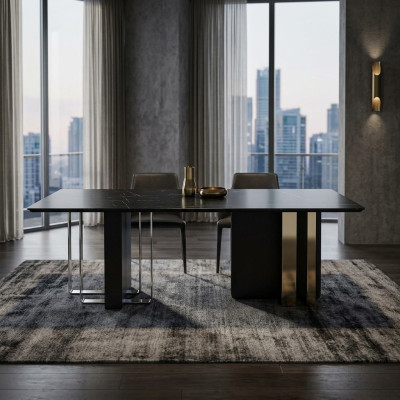 Black designer dining table dining room furniture luxury wooden tables 240x100