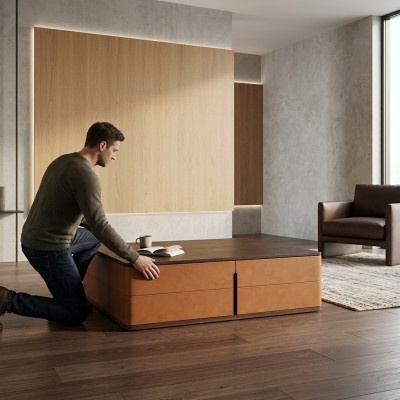 Living room coffee table orange luxury material wood style modern tables