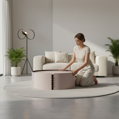 Living room round coffee table green luxury design new material wood