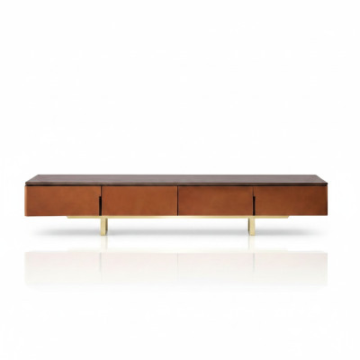 TV stand, orange, material: wood, style: modern, living room, 200cm, cabinets