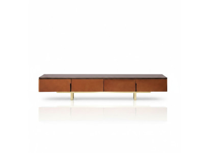 TV stand, orange, material: wood, style: modern, living room, 200cm, cabinets