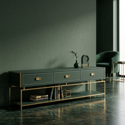 Modern lowboard luxury TV stand living room furniture green rtv TV furniture