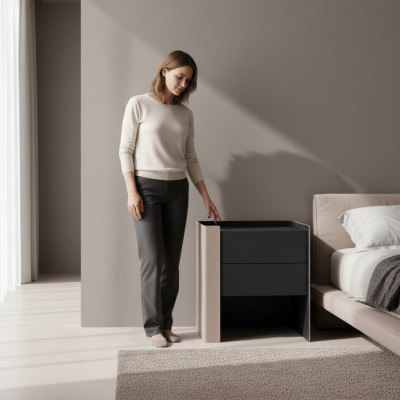 Black Nightstand Designer Nightstand Bedroom Wood Furniture New