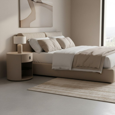 Beige designer bedside luxury nightstand bedroom furniture style