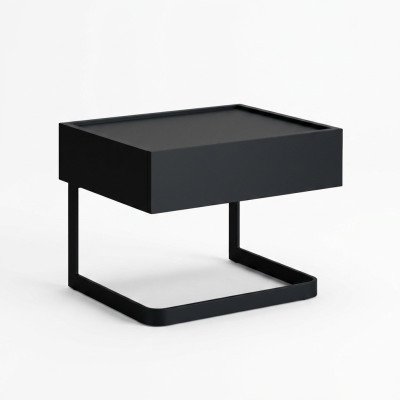 Bedroom Nightstand Black Stylish Made of Wood and Stainless Steel New